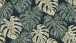 beautiful artistic monstera tropical leaves seamless pattern vector illustration