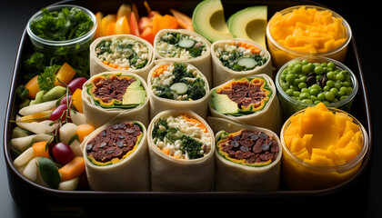 Poster - A colorful vegetarian salad with avocado, tomato, and cilantro generated by AI