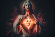 Sacred Heart of God Jesus of Divine Mercy. Generative AI