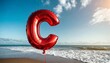 red balloon font letter c made of realistic helium red balloon 3d illustration with clipping path ready to use for your unique balloon letter decoration christmas new year and several occasion