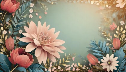 Sticker - floral background with place for your text illustration with copy space