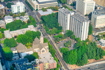 Wall Mural - Aerial view of Seattle skyline on a sunny day, WA