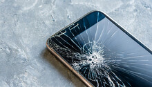 A smartphone with a broken screen