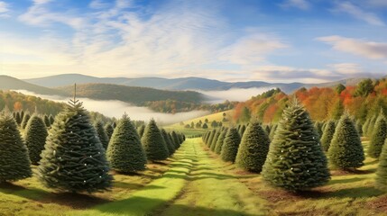 Wall Mural - spruce christmas tree farm