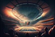 Illustration Of Sports Stadium And Fantasy Characters. Generative AI