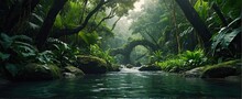 Deep Tropical Jungles With Water Stream