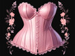 pink corset isolated on dark background, coquette style