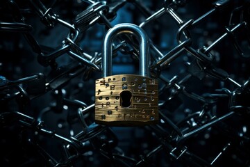 Poster - Padlock opening network. Privacy internet. Generate Ai