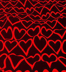 Pattern of red hearts, festive background