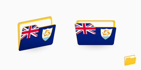 Poster - Anguilla flag on two type of folder icon.