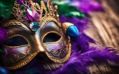 Mardi Gras carnival mask template with copy space for text