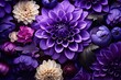 Vibrant purple blossom surrounded by other flowers. Generative AI