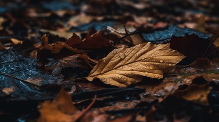 Canvas Print - Forest floor leaf pattern in autumn