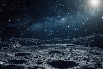 Wall Mural - view of a star field from the surface of the moon.