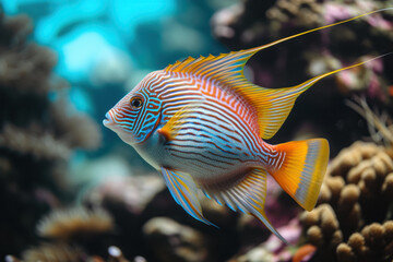 Sticker - spectacular Coral Reef Fish, known for its bright colors and patterns