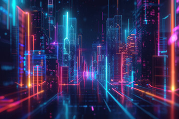 Poster - digital artwork of a futuristic cityscape