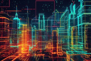 Poster - digital artwork of a futuristic cityscape