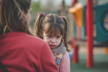 Wall Mural - child crying at the park because she doesn't want to leave the playground.