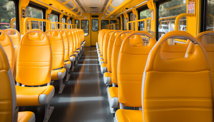 Wall Mural - Empty bus seats in a row, waiting for passengers to travel generated by AI