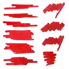 Fototapete - Red marker lines set isolated on white background. Using a marker, highlight the underlined strokes. Vector graphic stylish hand drawn element