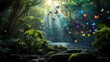 Picture a breathtaking scene of a waterfall cascading through a pristine forest, surrounded by a myriad of colorful butterflies dancing in the air.