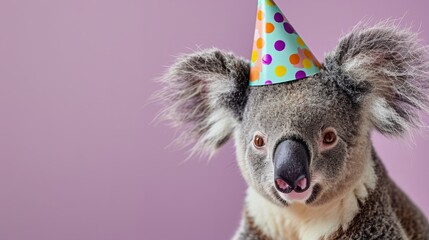 Sticker - Koala with birthday hat generative ai