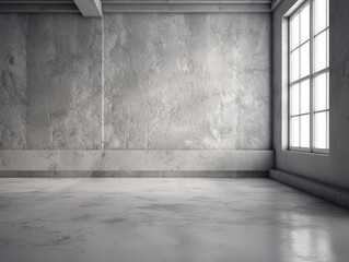 Poster - Empty room with concrete walls and a window.