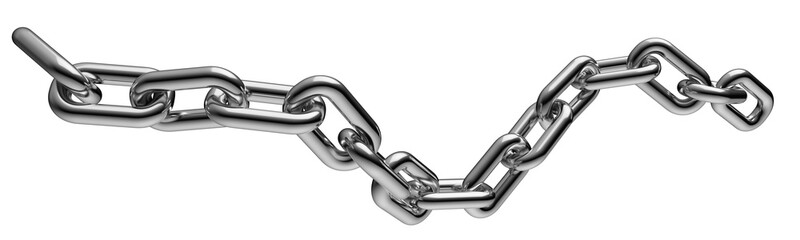 silver chain isolated on a transparent background. 3d render.