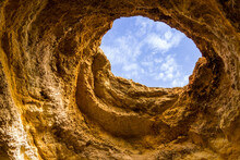 Hole In The Top Of Benagil Cave, Algarve, Portugal
