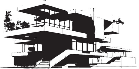 Shadowed Skylines Modern Black Structures Noir Narratives Stylish Abstract Buildings