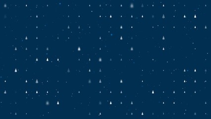 Poster - Template animation of evenly spaced Christmas trees of different sizes and opacity. Animation of transparency and size. Seamless looped 4k animation on dark blue background with stars