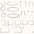 © Mariia - Elements of frames are round, oval, square. Brushes and elements for taking notes, highlighting and underlining text. Vector illustration