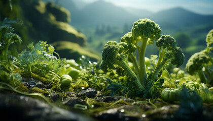 Sticker - Fresh green vegetables grow in the underwater plant kingdom generated by AI