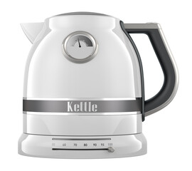 Poster - Stainless electric tea kettle, retro design. 3D rendering isolated on transparent background
