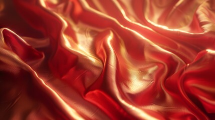 Poster - Satin texture red and gold fabric 