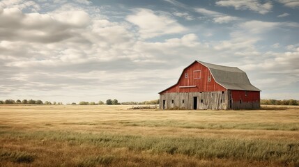 Canvas Print - countryside barn field