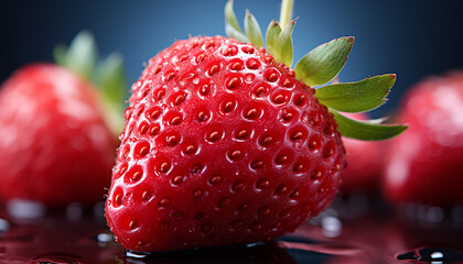 Canvas Print - Freshness and sweetness of ripe strawberry, a healthy gourmet dessert generated by AI