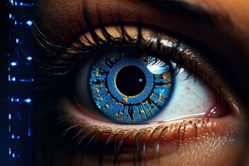Poster - Advanced Futuristic eye. Concept scan tech. Generate Ai