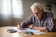 Cautious Pensioner managing finances. Manage pension payment for poverty problem. Generate Ai