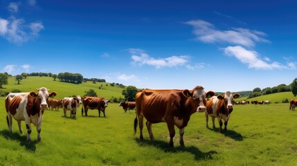 Wall Mural - farm brown cows