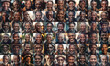 © Loks - collage of black senior men smiling, collage of portrait, grid of 60 cheerful faces,  group photo