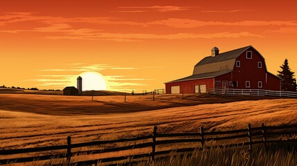 Canvas Print - agriculture farm silhouette