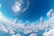 Panoramic blue sky with clouds. 360-degree spherical format for 3D visualization, games, and aerial drone panoramas. Generative AI
