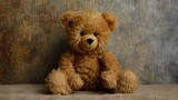 Fototapeta  - tender teddy bear, leaning against a solid wall. generative ai