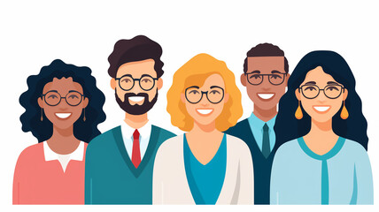 Group of diverse business people. Vector illustration in flat cartoon style. generativa IA