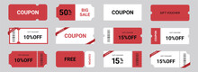 Coupon promotion illustration set. Discount coupon, gift voucher, coupon book.Eps 10 