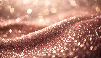 Wall Mural - rose gold glitter bokeh texture background, sparkling with pink champagne hues