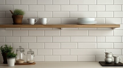 Canvas Print - backsplash white subway tile