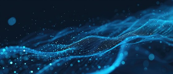 Abstract Blue Digital Wave Particle Flow