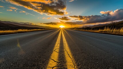 Wall Mural - Scenic Sunset Highway with Majestic Sky